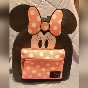 Disney Minnie Mouse Polka Dot Mini Backpack - Black and Pink